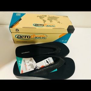 New! Black Sparkle Aerothotic Flip Flops